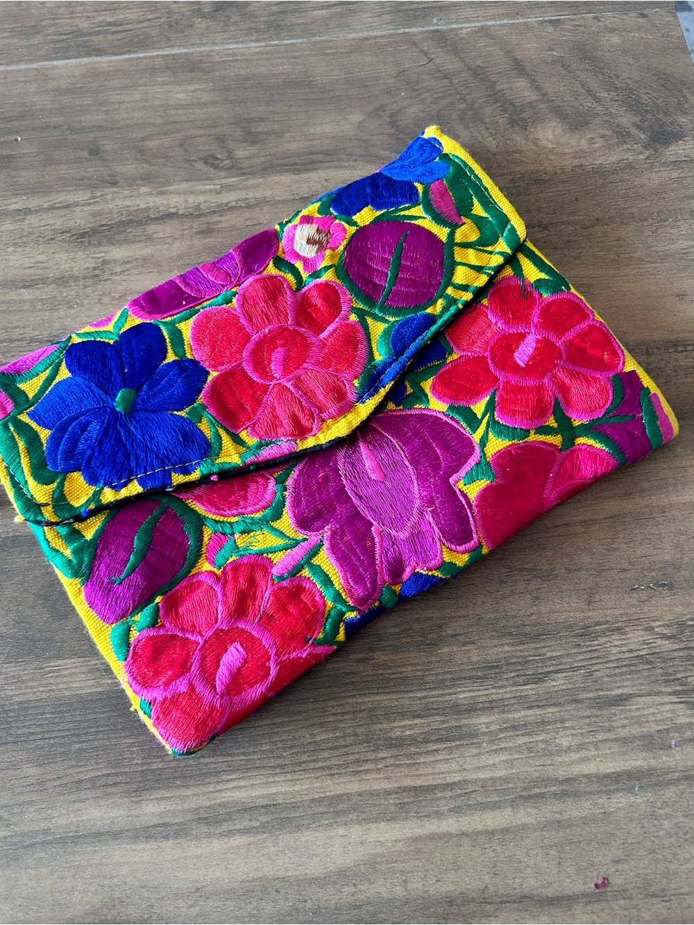 Cutest Embroidered Floral embroidered Foldover Clutch - Pink, Purple, Blue